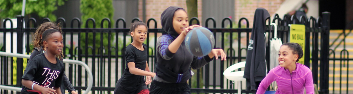 Kids playing basketball